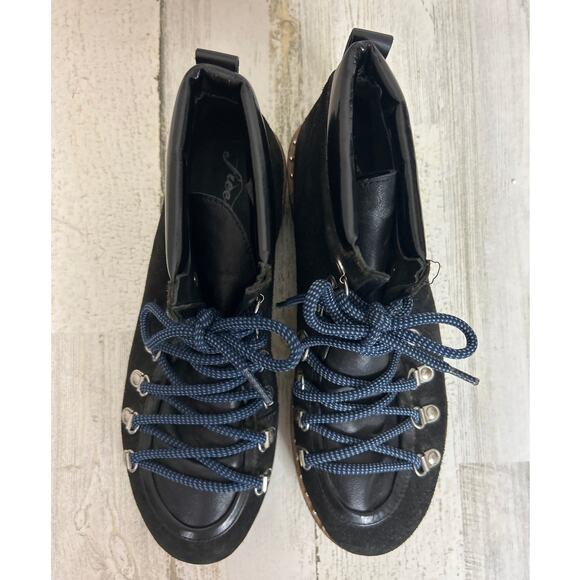 Free People Women’s 9 Durango Black Suede Platform Lace-Up Hiker Ankle Boots - Picture 4 of 10